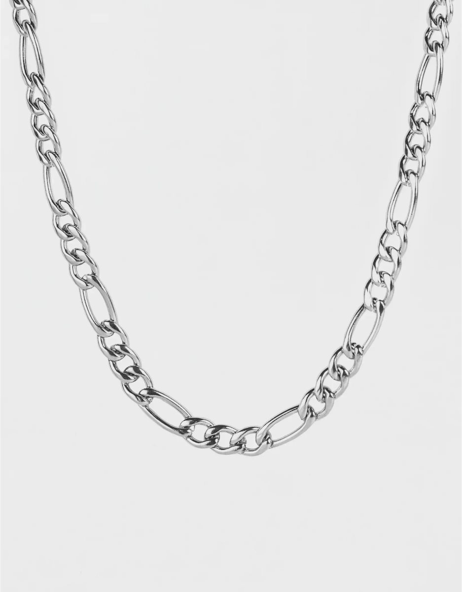 Bijoux American Eagle Stainless Steel Figaro Chain Necklace Argent Homme | LWG-11664152